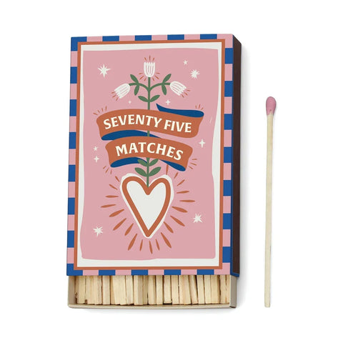 Paddywax - Adopo Boxed Matches "Hearts" - Dekorative Zündhölzer - 75 Stück – Teil des Adopo Duft-Quintett Hearts (5-teilig)