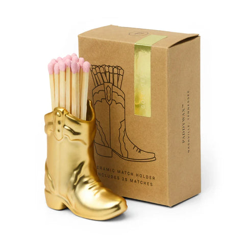 Paddywax - Cowboy Boot Match Holder - Dekorative Zündhölzer - Gold – Teil des Adopo Ritual-Trio Tomato Vine (3-teilig)