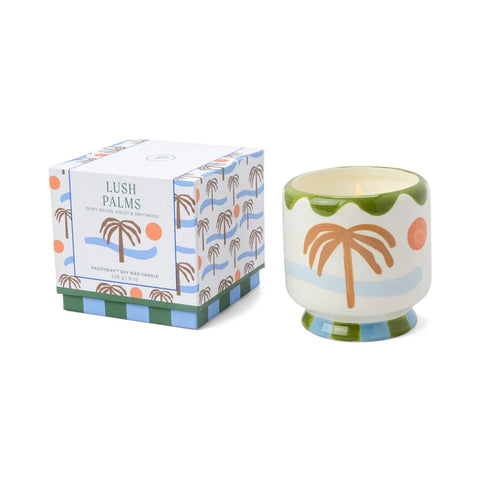 Paddywax - Adopo - Palm Tree - Lush Palms - Keramik Duftkerze - 226g – Teil des Adopo Ritual-Trio Palm Tree (3-teilig)