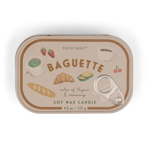 Paddywax Bistro Rosemary Thyme Tin Duftkerze 127g – Sardinendose mit Baguette-Motiv