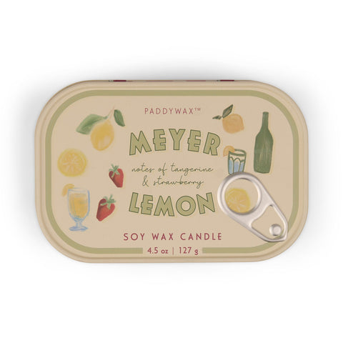 Paddywax Bistro Meyer Lemon Tin Duftkerze 127g – Sardinendose mit Zitrone-Motiv