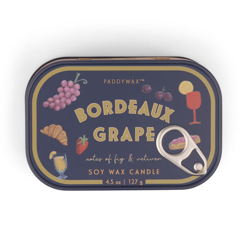 Paddywax Bistro Bordeaux Grape Tin Duftkerze 127g – Sardinendose mit Trauben-Motiv