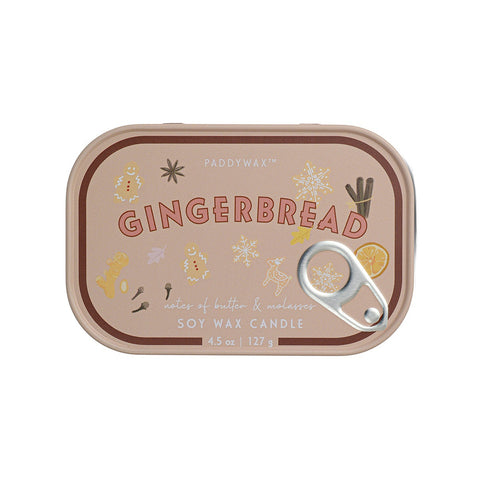 Paddywax Bistro Gingerbread Tin Duftkerze 127g – Sardinendose mit Lebkuchen-Motiv