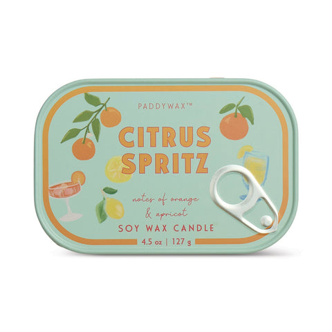 Paddywax Bistro Orange Citrus Spritz Tin Duftkerze 127g – Sardinendose mit Orange-Motiv