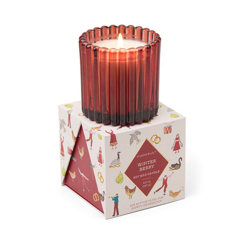 Paddywax Christmas Winter Berry Duftkerze im gerippten Glas Rot 127g