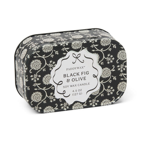 Paddywax Chérie Black Fig & Olive Tin Duftkerze 127g – Dose Black & Grey