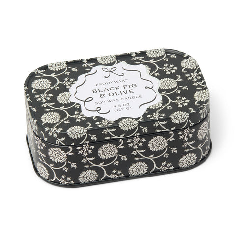 Paddywax Chérie Black Fig & Olive Tin Duftkerze 127g – Dose Black & Grey – Bild 2