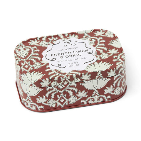 Paddywax Chérie French Linen & Orris Tin Duftkerze 127g – Dose Crimson & Cream – Bild 2