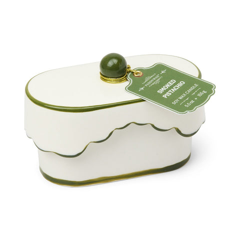 Paddywax Chérie Smoked Pistachio Keramik Duftkerze 155g – Schale Grün mit Deckel – Bild 3