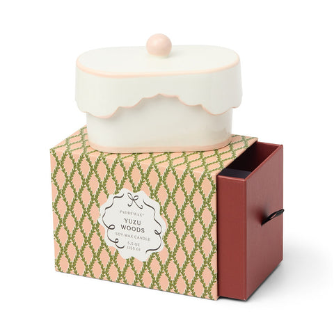 Paddywax Chérie Yuzu Woods Keramik Duftkerze 155g – Schale Rosa mit Deckel
