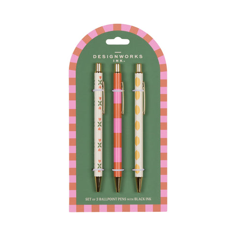 Paddywax - Adopo - Flower, Stripe & Lemon - Kugelschreiber Set - 3 Stück
