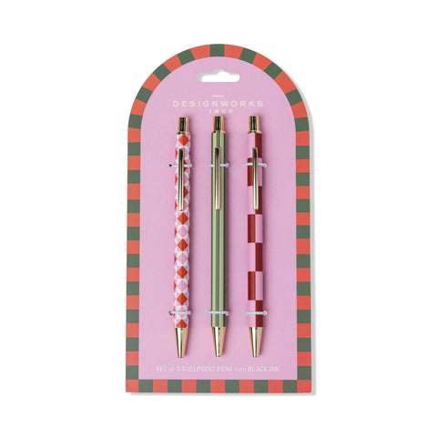 Paddywax - Adopo - Diamond, Stripe & Check - Kugelschreiber Set - 3 Stück