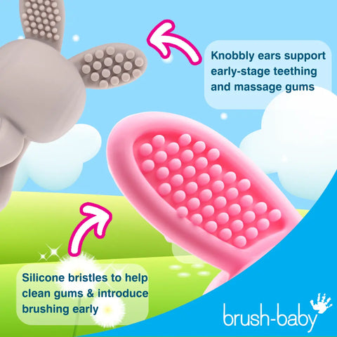 Brush-Baby – Bobbie Bunny Beißring – Cappuccino Grau – Bild 4