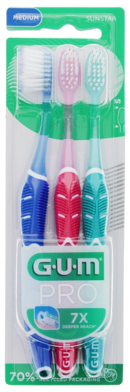 GUM - PRO Handzahnbürsten 3er SET – Medium