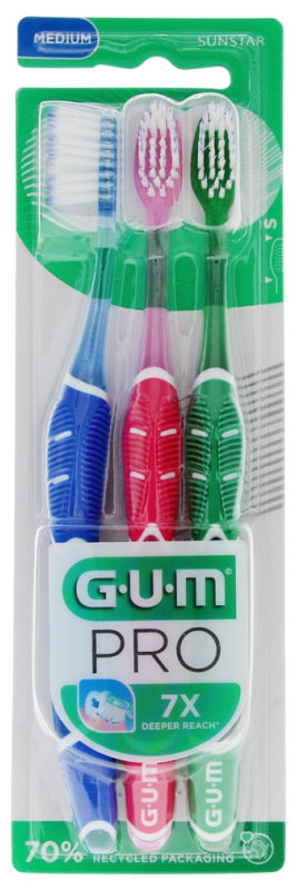GUM - PRO Handzahnbürsten 3er SET – Medium