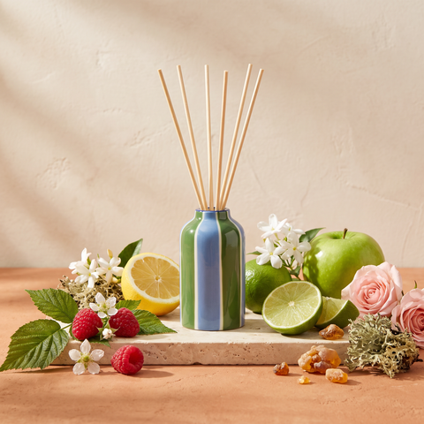 Paddywax Adopo Peacock – Misted Lime Keramik Diffuser mit Duftzutaten: Himbeere, Zitrone, Limette, grüner Apfel, Jasmin, Rose, Eichenmoos und Amber