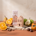 Paddywax Winter Village - Incense Holder - Pink Townhouse - Persimmon Chestnut - inkl. 20 Räucherkegel mit Duftzutaten: Orange, Birne, grüner Apfel, Zimtrinde, Gewürznelke, Muskatnuss, cremige Vanille und Kakifrucht
