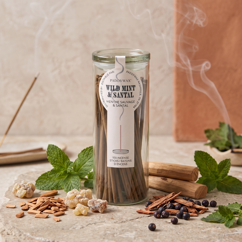 Paddywax Wild Mint & Santal - Räucherstäbchen - 100 Stück mit Duftzutaten: wilde Minze und Sandelholz