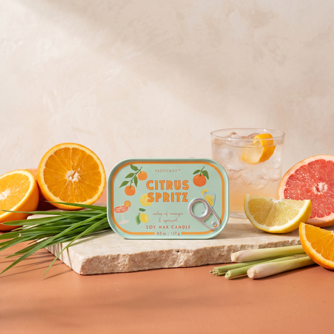Paddywax Bistro - Orange Citrus Spritz - Tin Duftkerze - 127g mit Duftzutaten: süße Orange, Grapefruit, Zitrusfrüchte, frische Gräser und Zitronengras