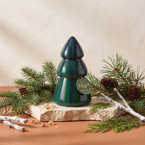Paddywax Cabana Christmas - Tree - Balsam Fir - Keramik Duftkerze - 255g mit Duftzutaten: Balsam, Kiefer und Tanne