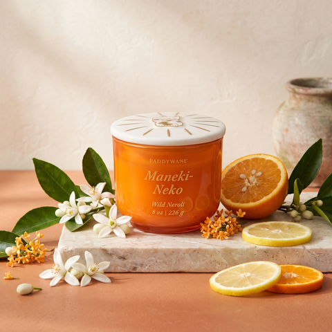 Paddywax Charmed - Maneki-Neko - Wild Neroli - Keramik Duftkerze - 226g mit Duftzutaten: Neroli, Zitrusfrüchte und zarte Blüten