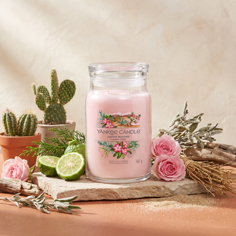 Yankee Candle Desert Blooms - Signature 2 Docht Duftkerze - 567g mit Duftzutaten: Bergamotte, Zypresse, Saguaro-Kaktus, Rosenblüten, Vetivergras, Salbei, Treibholz, Moschus und Aldehyde