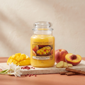 Yankee Candle Mango Peach Salsa - Classic Duftkerze - 623g mit Duftzutaten: Mango, Pfirsich, Zitrusfrüchte, Zimt, Ingwer und rosa Pfeffer